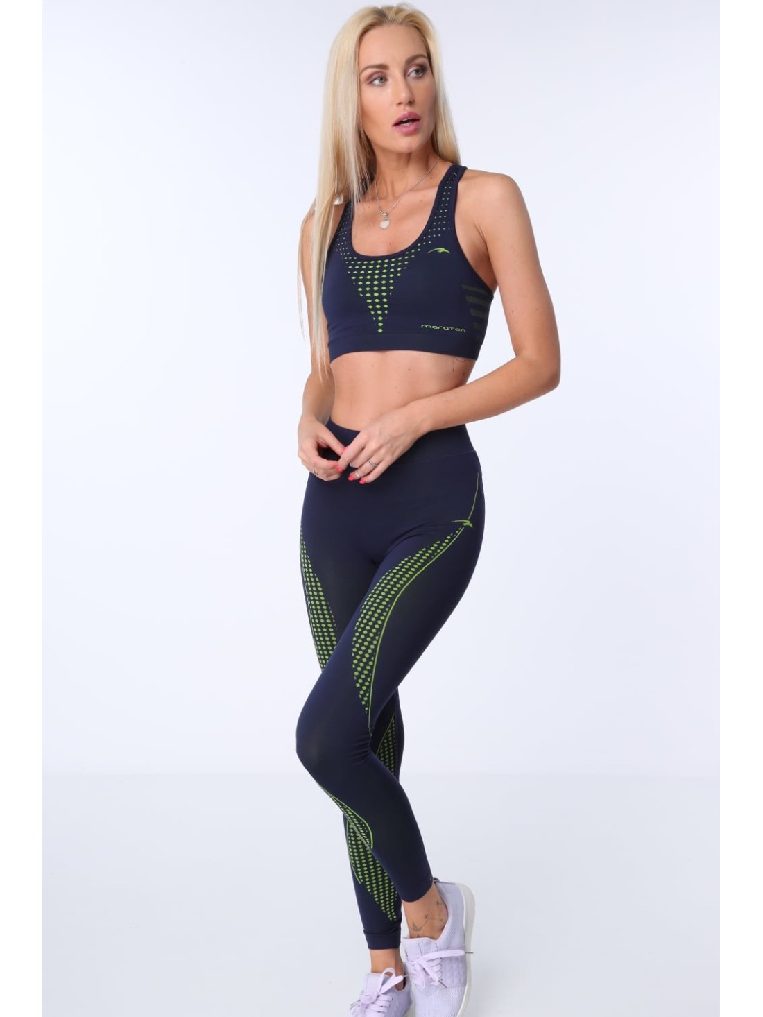 Nahtlose Leggings in Marineblau und Grün MR81199 – Online-Shop – Boutique